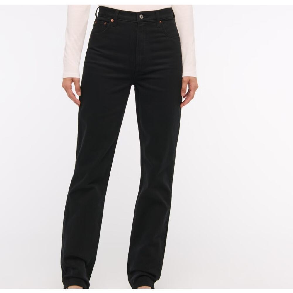Abercrombie and fitch the 90s straight ultra high rise jeans black size 28